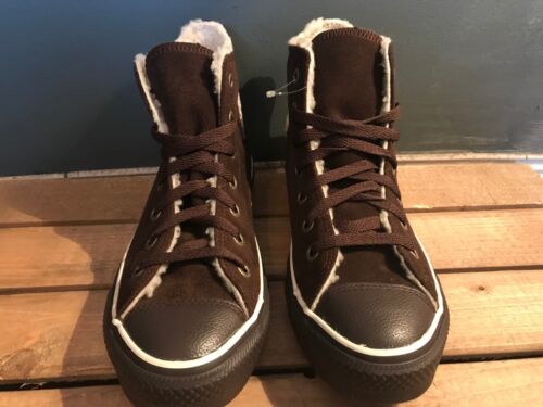 fuente Elevado Molestar Converse All Star Hi Top Suede Chocolate con forro de piel sintética Nuevo  | eBay