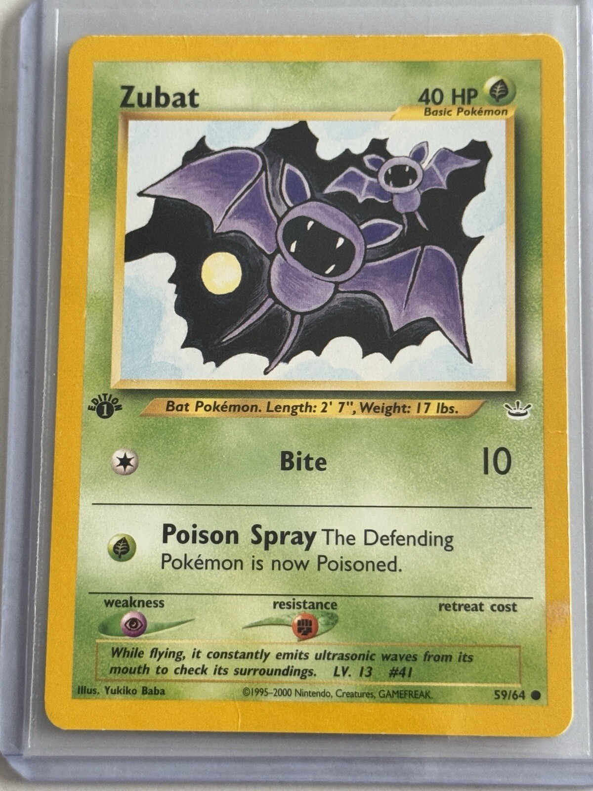 Zubat 59/64 1st Edition English Pokemon Neo Revelation 2001 WOTC Vintage