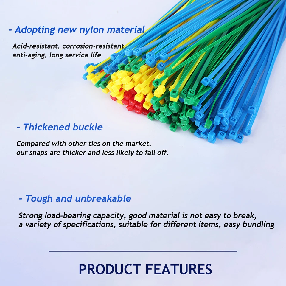 Bridas de nailon con cremallera envolturas de alta calidad fuertes 5 colores 1000 ~ 4000 un. Foto 2 de 4