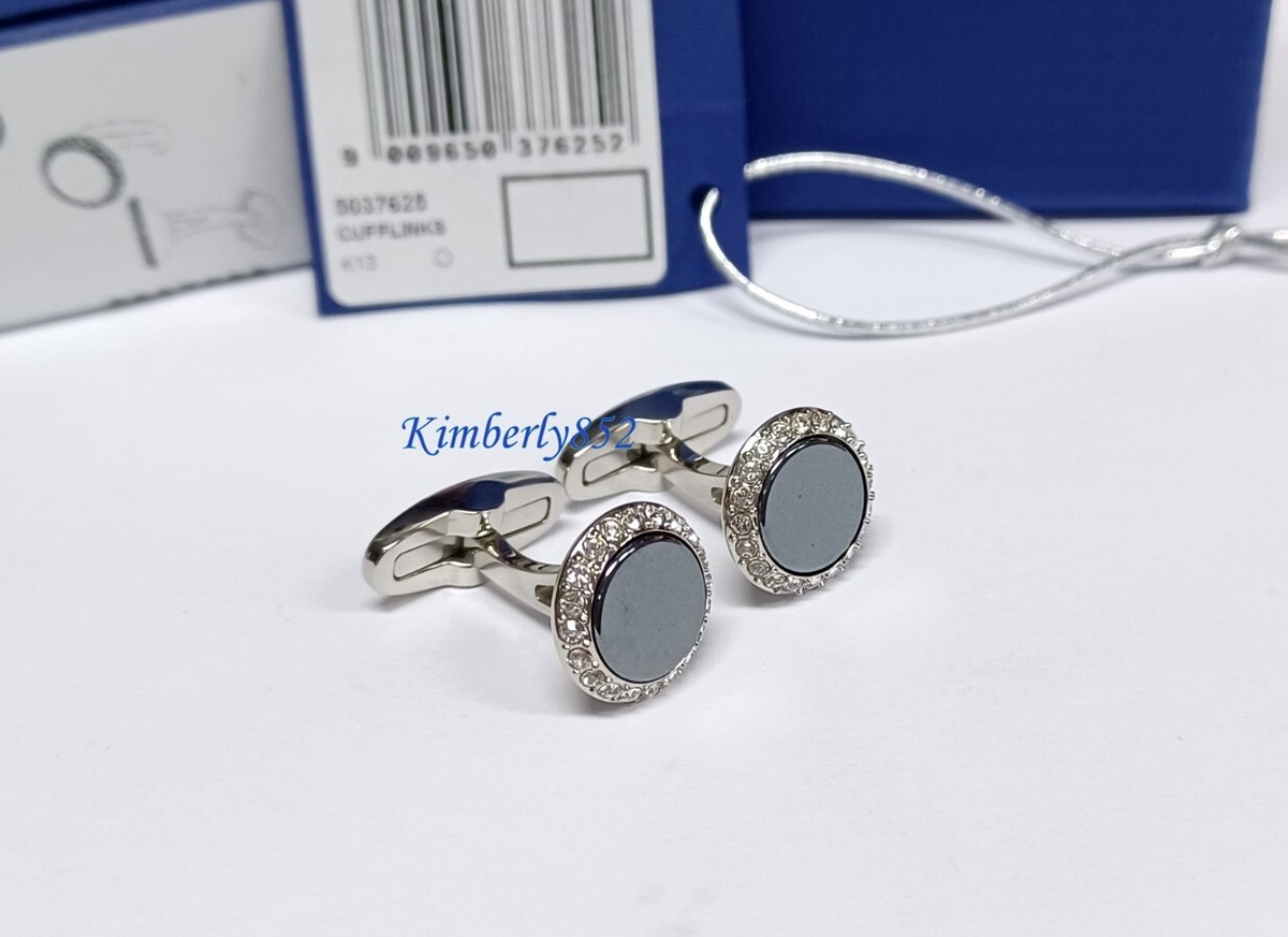 Swarovski Adventure Hematite Cufflinks Natural Stone Clear Crystal