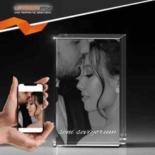 Personalisierter 3D-Glasquader - Foto & Wunschgravur &ndash; Hochzeit, geburtstag etc.
