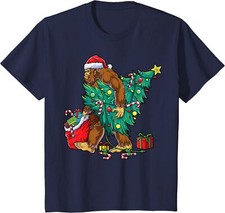 Bigfoot Christmas Tree Lights Xmas Sasquatch Lovers Youth Unisex T-shirt