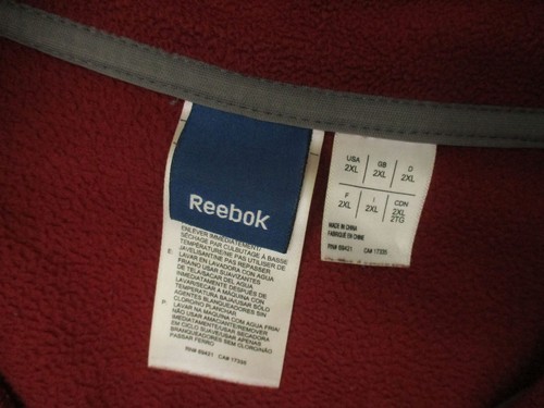 Reebok Größe 2XL Herren rot durchgehender Reißverschluss Stehkragen Tasche Fleece Sportjacke 625 - Bild 9 von 10