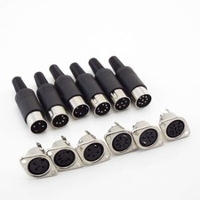DIN 3 6 7 8 Pin Female Mount Socket Male Plug Connector Panel Chassis Soldering