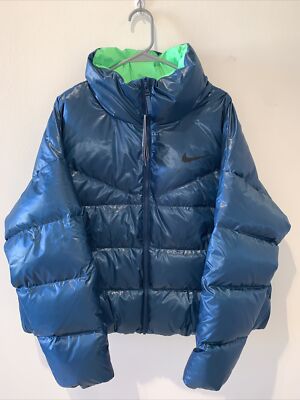 Nike NSW STMT Down-Fill Jacket CU5813 460 Blue/Green-Black New Womens Size XL