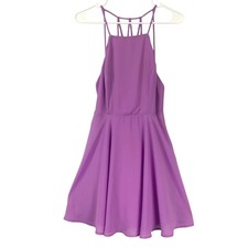 LuLu's Purple Spaghetti Strap Crisscross Back Fit Flare Mini Dress Women Size S