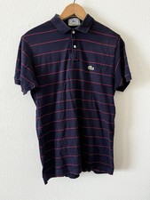 VTG Lacoste Polo Shirt Men  s Size M Navy Blue Red Stripe Short Sleeve