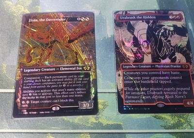 halo foil urabrask and zirda. Lightly played magic the gathering.