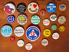Vintage Pin Lot - 23 Vintage Pinback buttons and badges.