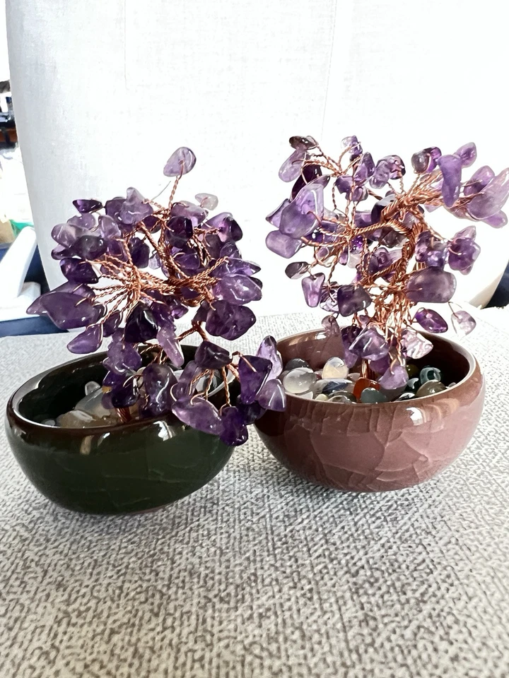 Árbol bonsai de piedras preciosas artesanales cristal Feng Shui decoración árbol de energía curativa Foto 2 de 4