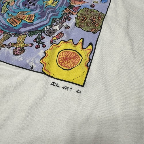 Vintage 90s Kiki Suarez “We Are All One Being” Women Art Earth T-Shirt XL - Picture 4 of 13