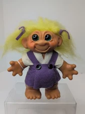 7” Vintage DAM Troll Doll 1960’s Thomas Dam Troll Girl Bank YellowHair GR Eyes R