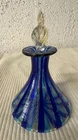 VINTAGE ART GLASS COLOR RIBBON & GOLD SPECKLE- PERFUME BOTTLE W/STOPPER - MURANO
