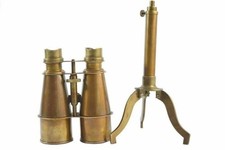 Antique Brass Table Telescope Binocular with Tripod Stand Maritime Collectible