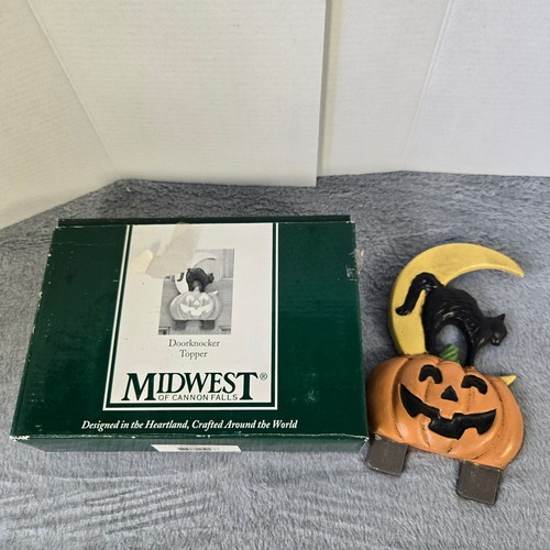 Midwest of Cannon Falls Halloween Doorknocker Topper Black Cat Pumpkin Moon