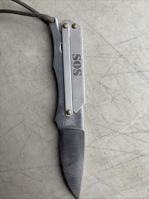 Vintage Bench Mark USA SOS Wrench Handled Folding Cover Blade Knife Benchmark
