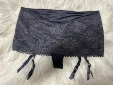 New Vintage 2008 VICTORIAS SECRET Angels lace thong garter belt skirt Dark Taupe