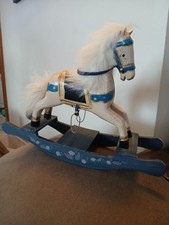 Rock A Bye Wooden Rocking Horse by Ashton Drake White Horse Hair