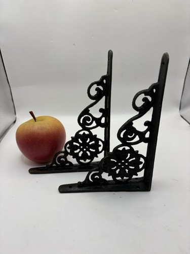 2 Cast Iron Shelf Brackets Approx 4 3/4" x 6 1/2” Corbels Wall Small