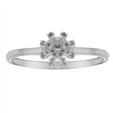 Silverly Femmes Argent 925 Solitaire Radiance Zircon Rondes Cut Brilliant Anneau
