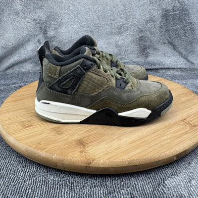 #ad #ad Jordan Air Jordan 4 Shoes Kids Size 11C Green Olive Suede Basketball FB9929 200 $39.98