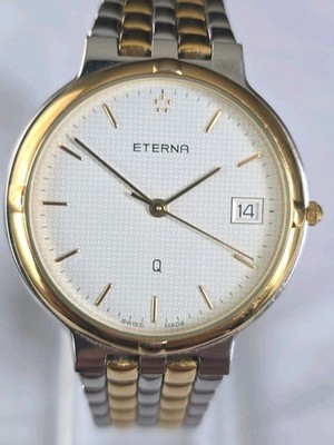 Vintage ETERNA Bicolour Quartz Armbanduhr: Edelstahl & Gold, 35mm 