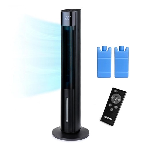 GEEPAS 42 Inch Oscillating Tower Fan Ice Cooling Fan Remote 12Hr Timer, Black