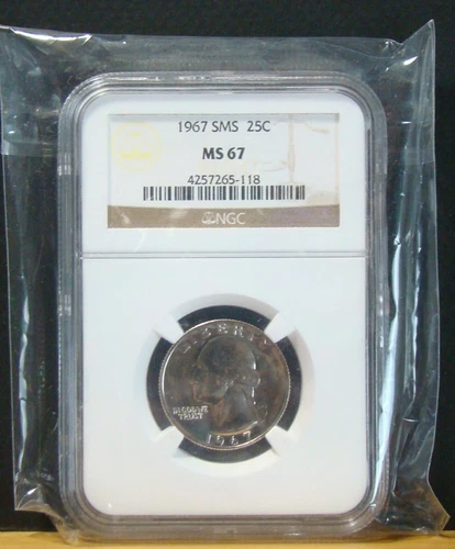1967 SMS Washington Quarter certified MS 67 by NGC!