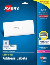 White Easy Peel R Address 1x2-5/8in labels Permanent 750/PK - 1EA
