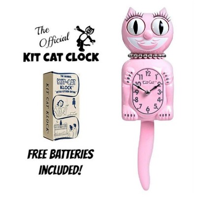 RETRO KITCHEN LADY KIT CAT CLOCK 15.5'' Pink Kit-Cat Klock USA MADE Free Battery