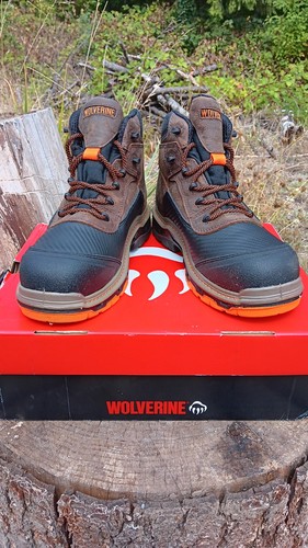 Stivali Lavoro Wolverine CarbonMax Uomo 10 EW - Pelle Marrone, Puntale Tondo, Sicurezza EH