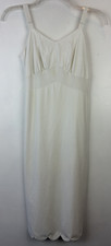 Vintage 60s Slip Dress XS Scalloped Union Made Nylon Ivory Full Junior 11 Read