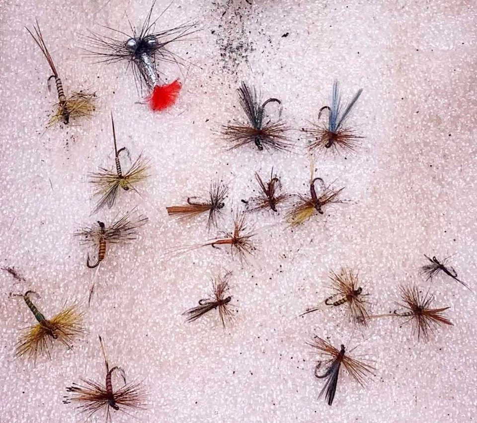 Angelköder Fliegenfischen Alt Antik Fliegen Köder Box Konvolut - Bild 2 von 4