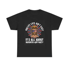 Mullet Life Tshirt Funny American Flag Comedy Party Vibes Unisex Heavy Cotton