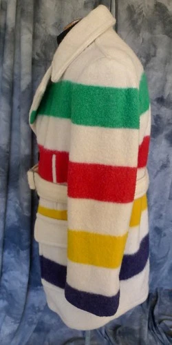 SUPERB! Mens HUDSON BAY Co HBC WOOL 4 POINT Blanket Coat Jacket STRIPED CLASSIC! image 5
