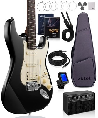 Electric Guitar Kit 10W Amp HSS Pickups Gig Bag Tuner Beginner AKLOT Coil-Split