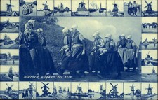 Windmill sailing ship dog cart ~ Marken Uitgaan der Kerk ~ Netherlands ~1906