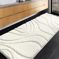 White Bathroom Rugs 24x60 Inch Non Slip Washable Absorbent Long Mat Runner