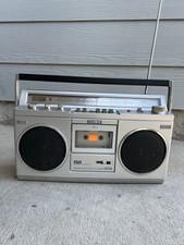 Vintage Sony CFS-45 Silver Boombox AM FM Stereo Cassette Player Recorder