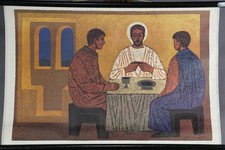 Religious Mural Vintage Rollable Wall Chart Disciples on the way to Emmaus