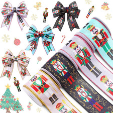 4 Rolls 20 Yards Christmas Nutcracker Ribbons 2.5 Inch Filigree Wired Ribbon Set