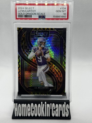 2024 Panini Select Premier Level J.J. McCarthy Vikings #134 Gold /10 PSA 10