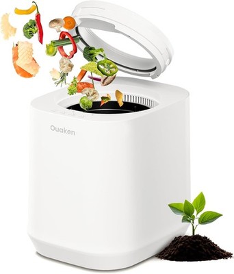 Ouaken 4L Elektrischer Küchenkomposter Lebensmittelabfalleimer Geruchlos Automatische Reinigung LED