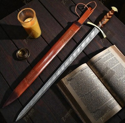 Hand Forged Medieval Style Razor Sharp Viking Sword With Scabbard, Battle Ready.