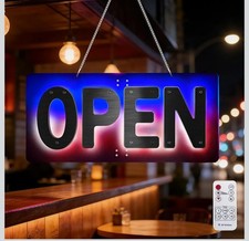 32" 14" LED Open Sign for Business, Metal Open Sign with Soft Backlit Glow