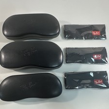 Ray-Ban Black Hard Cases Lot of 3 w/ Cleaning Cloths for Glasses/Sunglasses