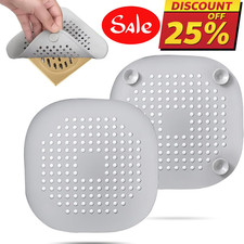 2 Pack Hair Drain Catcher,Square Drain Cover for Shower Silicone Hair Stopper wi