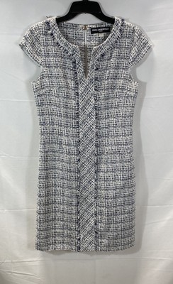Karl Lagerfeld Womens Multicolor Tweed Sheath Short Sleeve Dress Size 6 Elegant