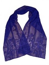 Elegant Sheer Dark Purple Embroidered Scarf