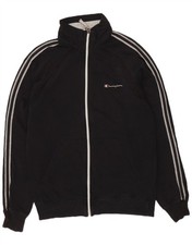 Champion Mens Tracksuit Top Jacket Medium Black Cotton KQ18